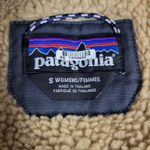 Patagonia Prairie Dawn Parka Jacket Women S charcoal Canvas Sherpa lined Hooded - Picture 2 of 16
